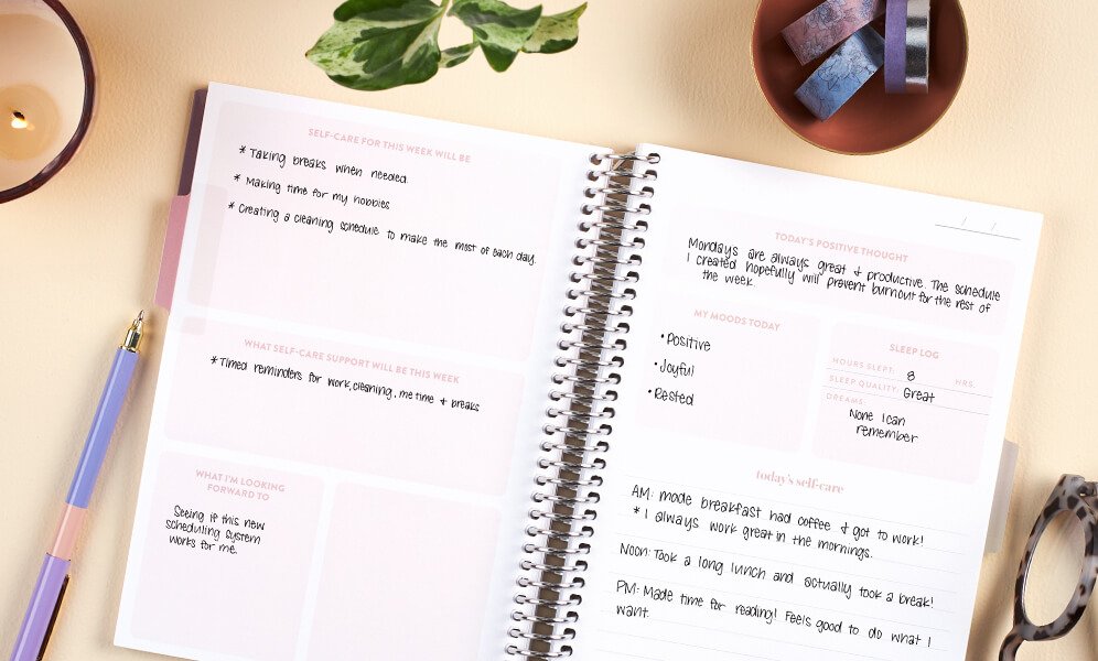 Use a prompted self-care journal